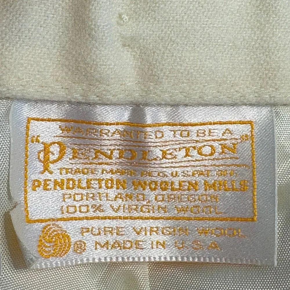 Pendleton Vintage 100% Virgin‎ Wool Cream Midi Skirt Size 12 Made in USA